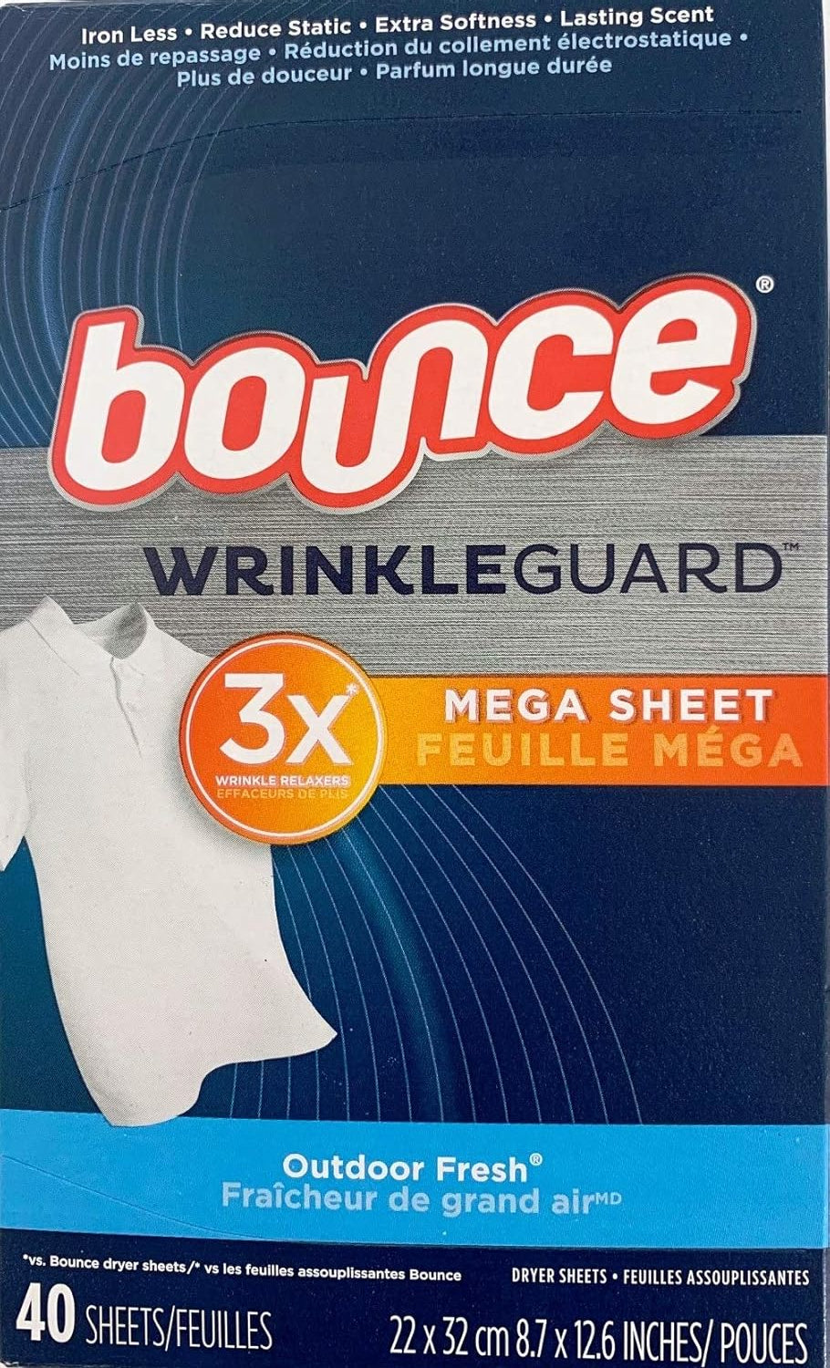 BOUNCE WRINKLEGUARD OUTDOOR FRESH SHEETS 40 pack of 6