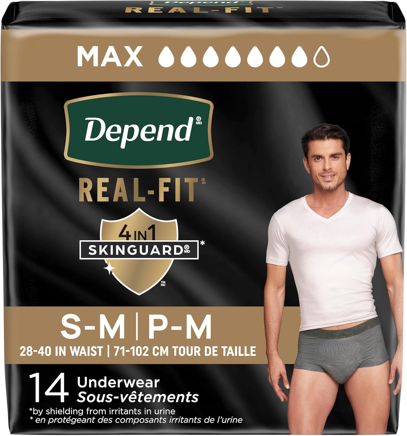 DEPEND REAL FIT UNDERWEAR MEN SM/MD MAX ABS 14 pack of 2