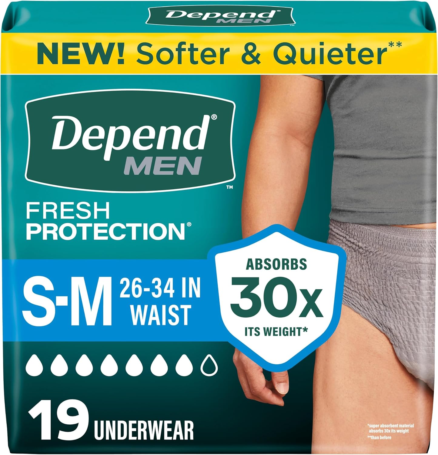 DEPEND UNDERWEAR MEN SM/MD MAX ABS 19 pack of 2