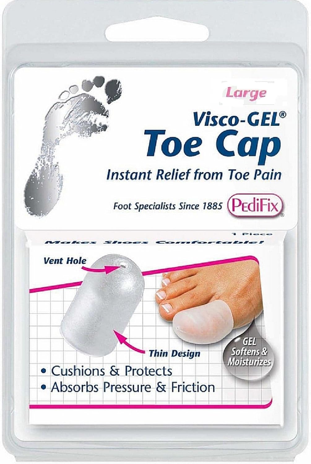 PEDIFIX VISCO GEL TOE CAPS LG