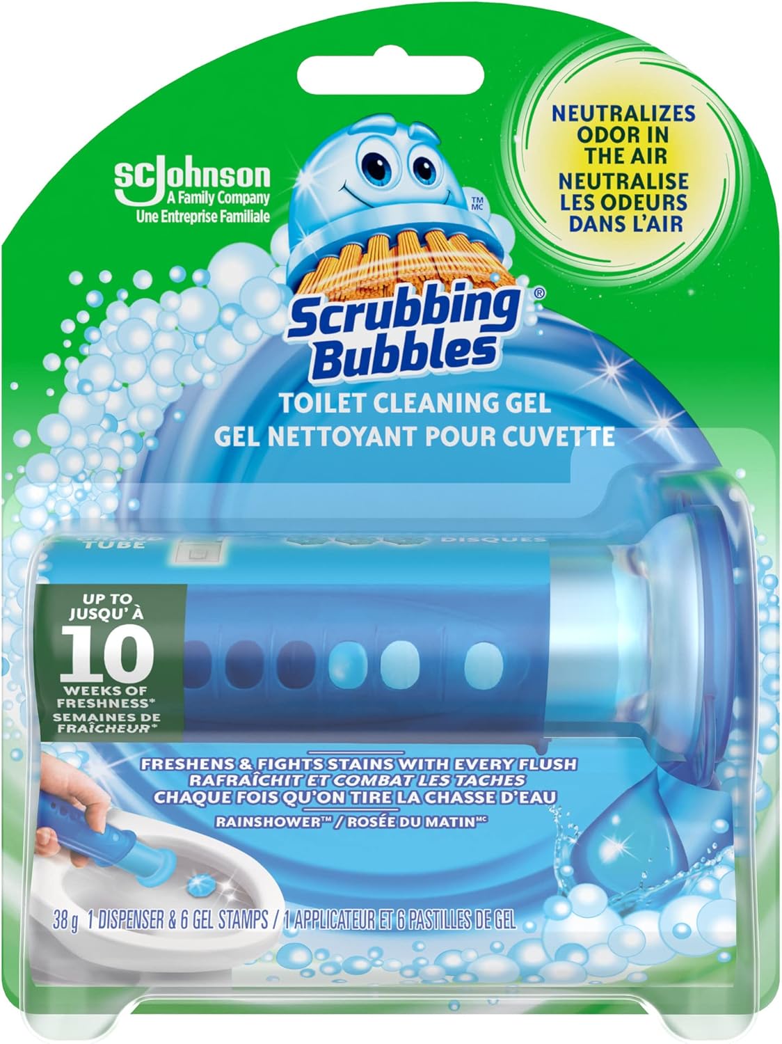 SCRUBBING BUBBLES TOILET CLEAN GEL W/GLADE RAINSHW pack of 6