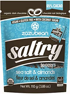 ZAZUBEAN ORGANIC CHOCOLATES Org Saltry SeaSalt&Alm Teezer 110g