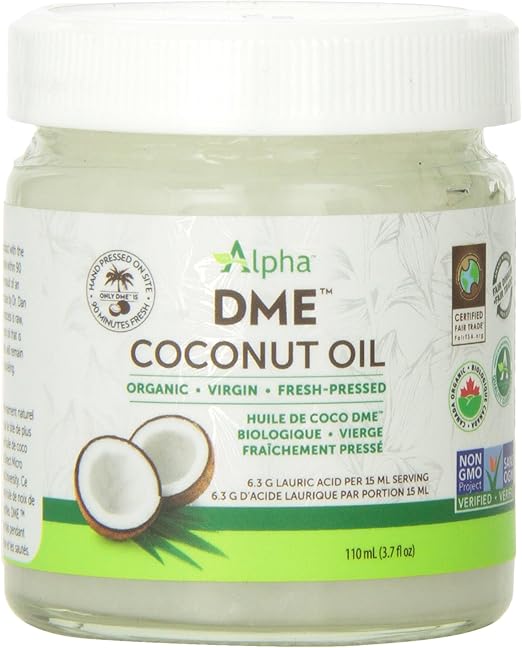 Alpha DME Organic Virgin Fresh Pressed Coconut Oil, 110ml