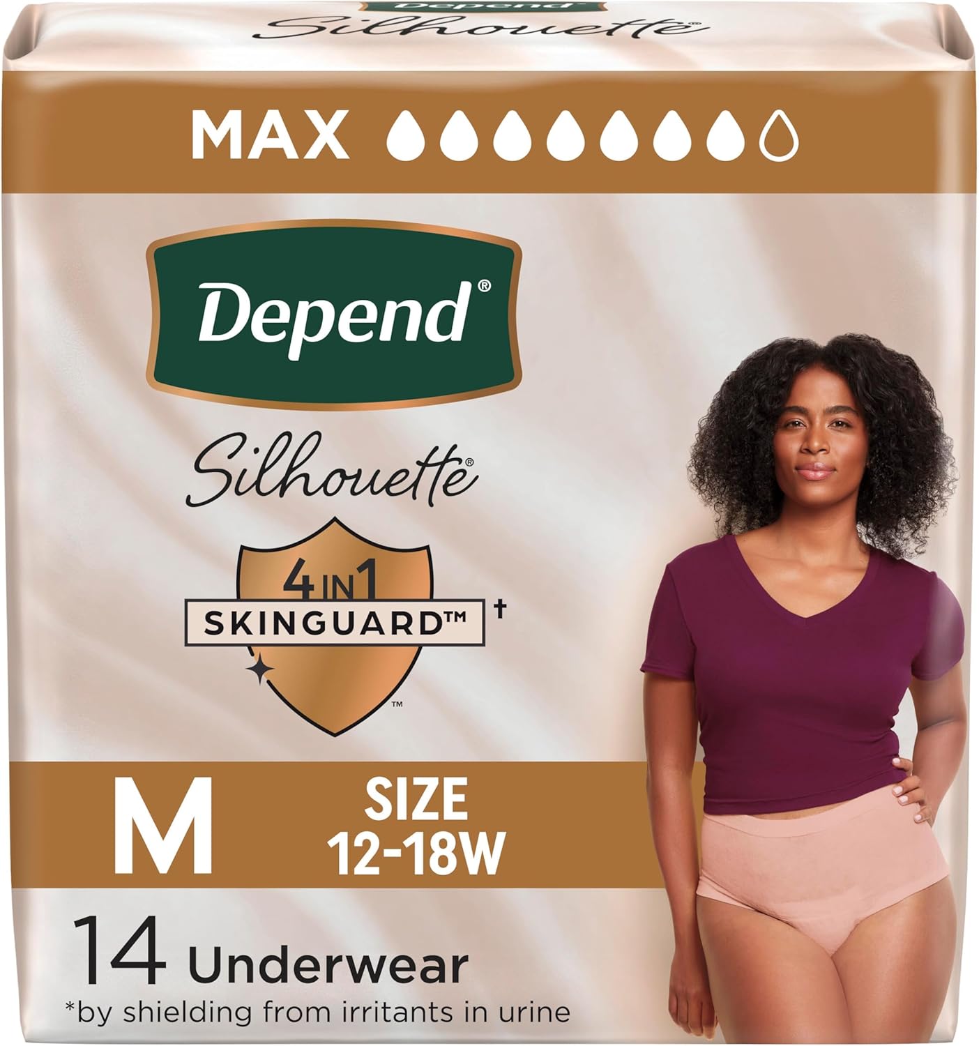 DEPEND SILHOUETTE UNDERWEAR WOMEN MD MAX ABS 14 pack of 2