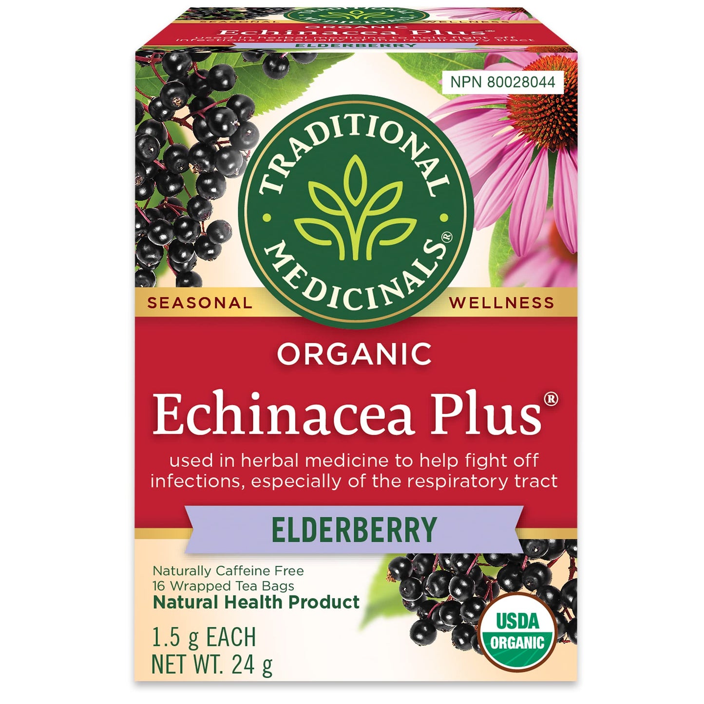 TRADITIONAL MEDICINALS Org Echinacea Plus Elderberry 16bg