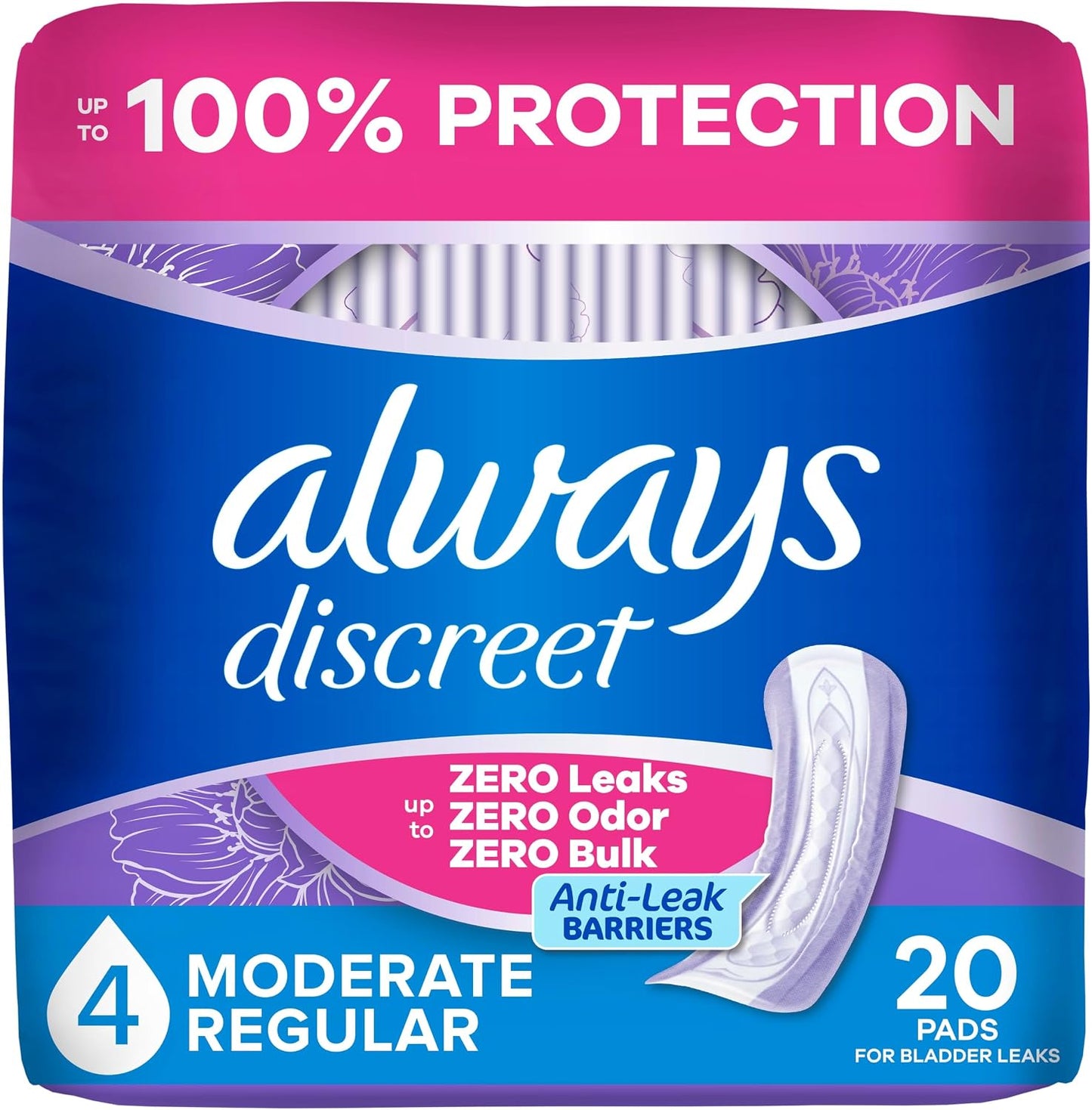 ALWAYS DISCREET PADS MODERATE 20 pack of 3