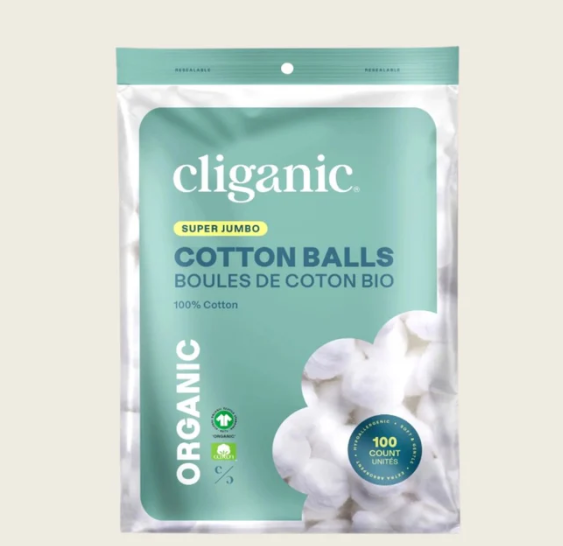 CLIGANIC Org Jumbo Cotton Balls, 100ct