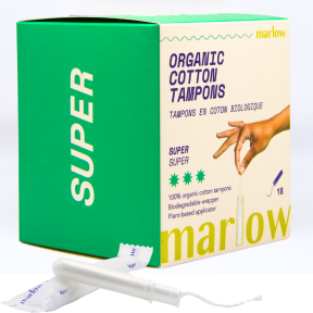 Marlow Organic Cotton Tampons (Super) 18box