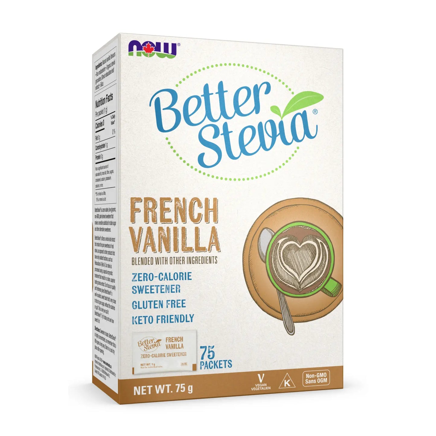 NOW BetterStevia Extract Packets (Fr. Vanilla) 1g*75