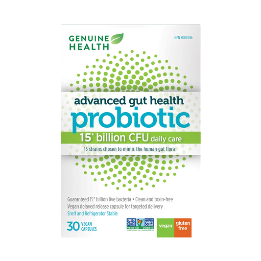Genuin Health   advanced gut health probiotic 15 billion, 30 capsules