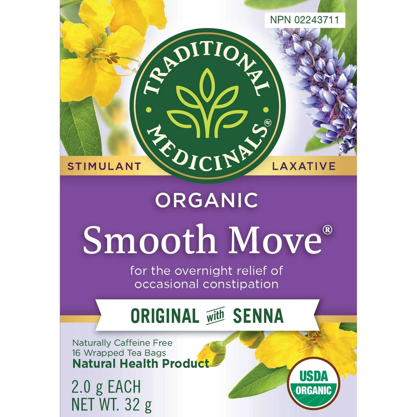 TRADITIONAL MEDICINALS Org Smooth Move Laxative Tea 16bg