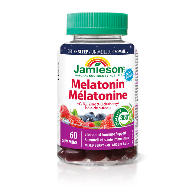 Jamieson JMS Melatonin 5mg + Vitamin C, D, Zinc, Berry gums 60Gummies