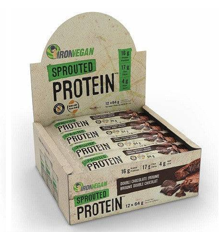 Iron Vegan Sprouted Protein Bar 64g/12Double Chocolate Brownie
