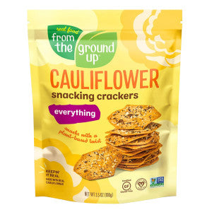 Real Food From The Ground Up FTGU Snacking Crackers Flavour: Cauliflower Everything
Container Size: 3.5 oz Case of 6