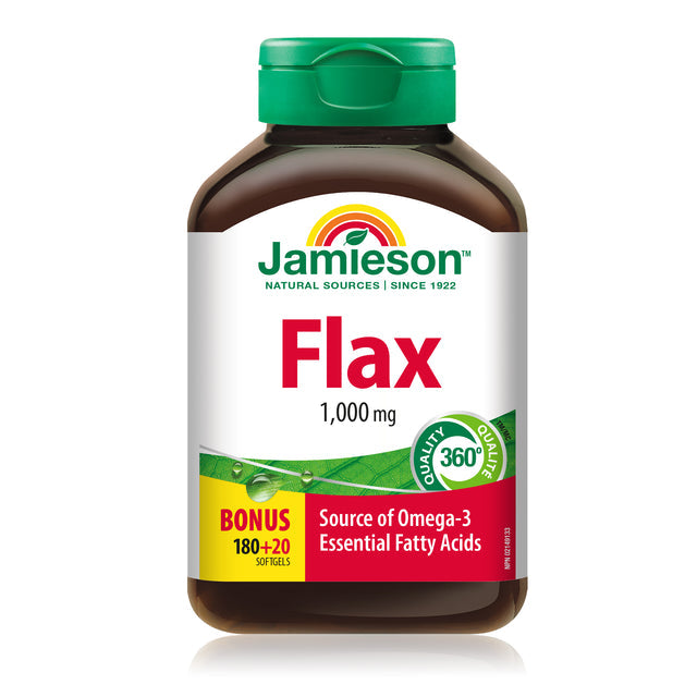 Jamieson JMS Flaxseed Oil 1000mg 180's+20's Free 180+20Softgels