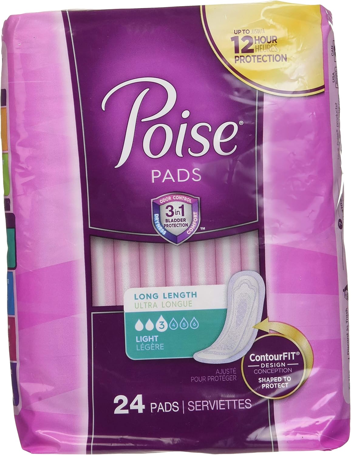 POISE PAD ULTRA THIN LONG LIGHT 24 pack of 4