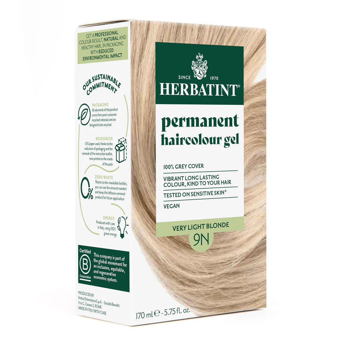 Permanent haircolour gel 9N Very Light Blonde, 170 ml
