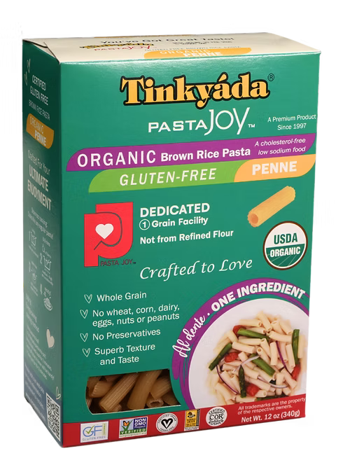 TINKYADA RICE PASTAS -      Penne, Brown Rice, Organic     340g