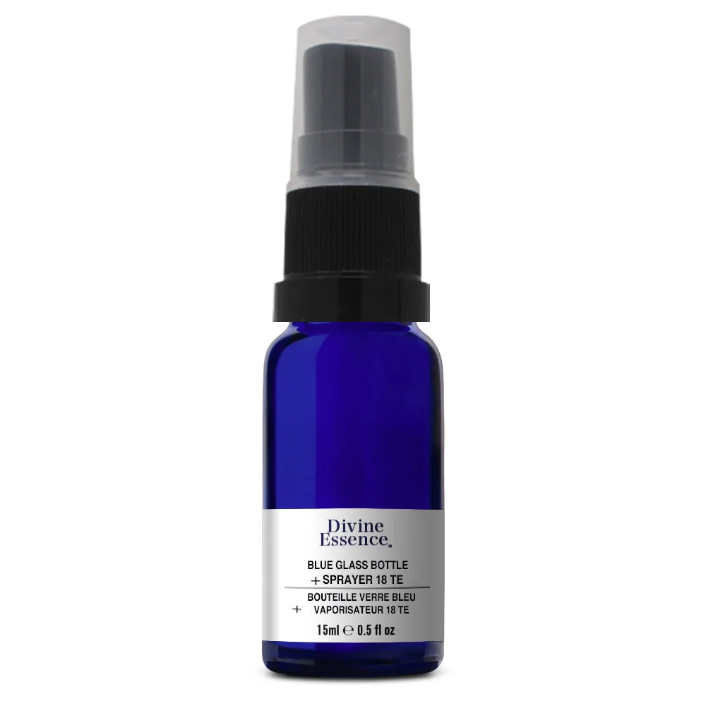 Divine Essence - Blue Glass Bottle 15ml + Spray - 15ml