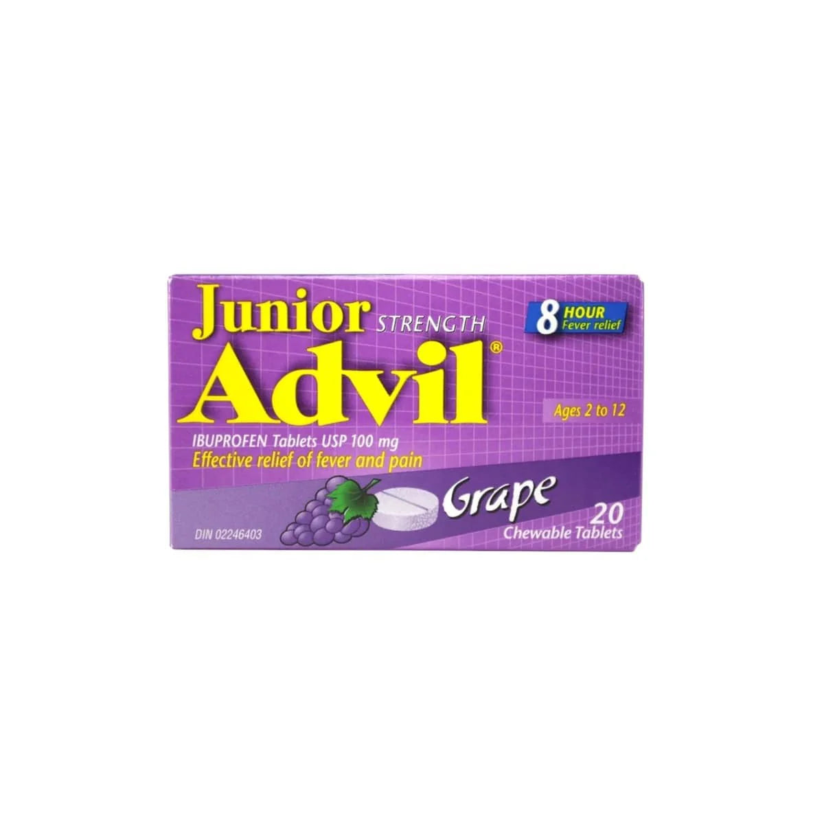 ADVIL JR GRAPE TB 100MG 20