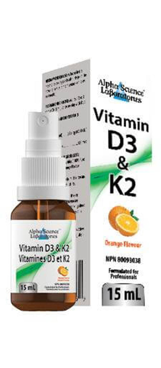 Alpha Science Laboratories_Vitamin D3 & K2 | Orange Flav15 mL/Spray
