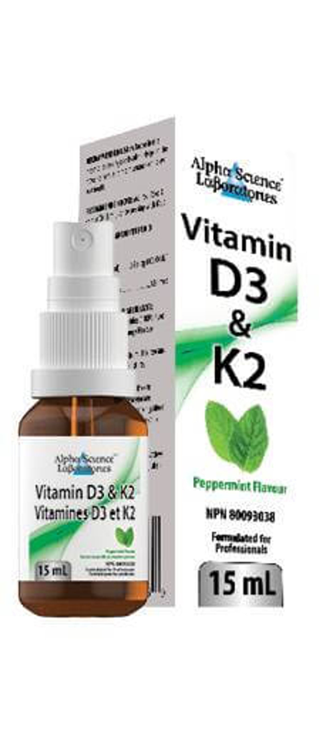 Alpha Science Laboratories_Vitamin D3 & K2 | Mint Flav15 mL/Spray