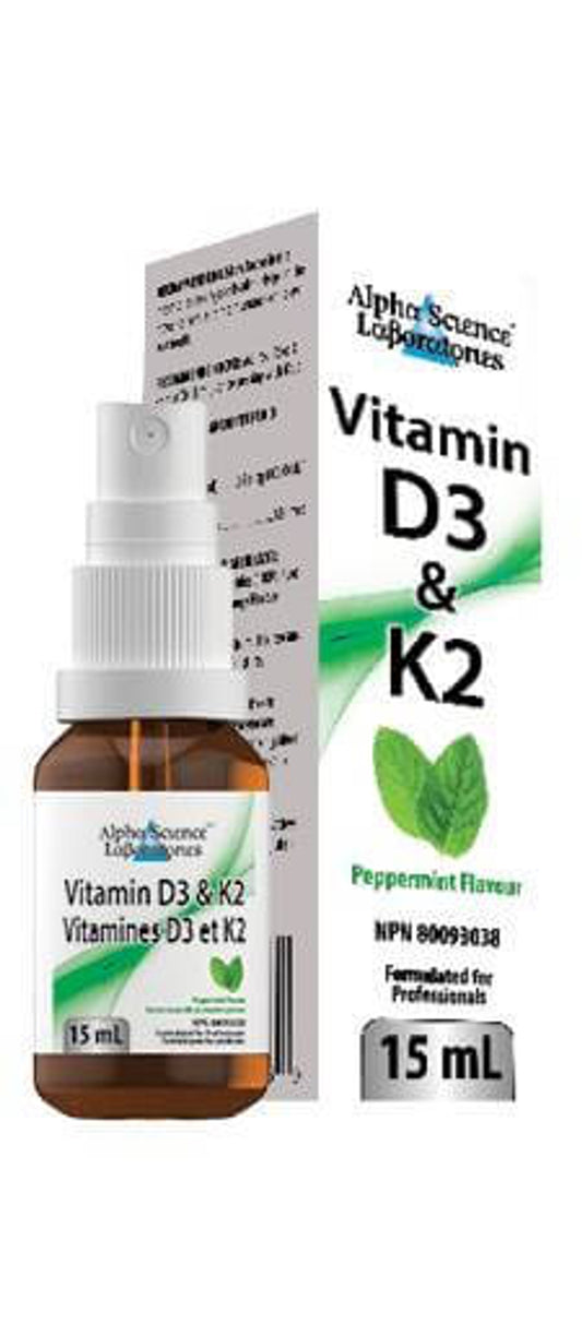 Alpha Science Laboratories_Vitamin D3 & K2 | Mint Flav15 mL/Spray