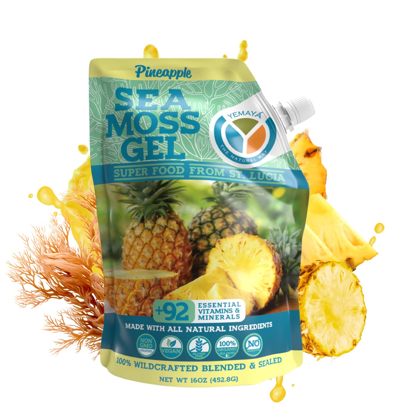 Yemaya Organics_Sea Moss Gel Pouch - Pineapple - (454g)_454g