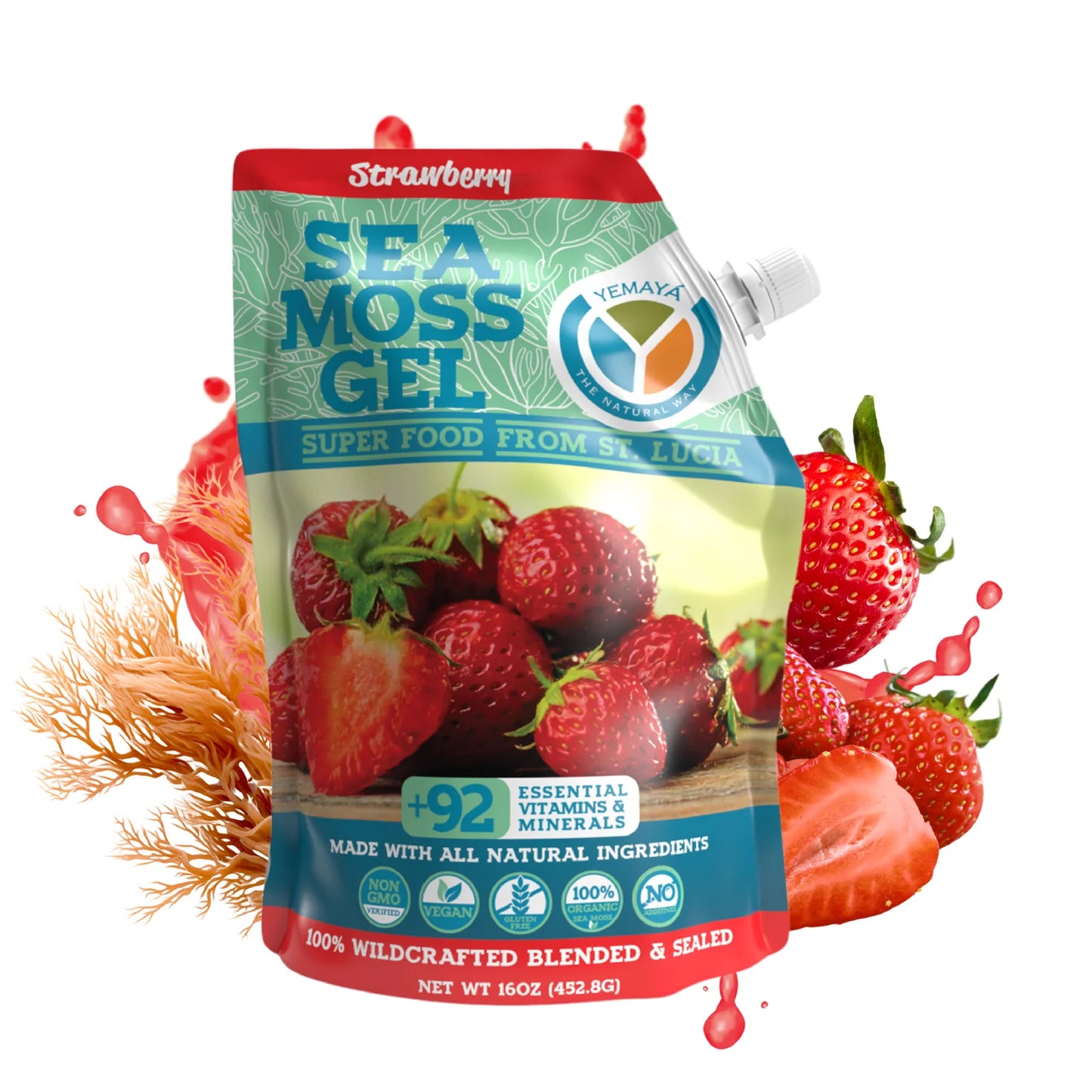 Yemaya Organics_Sea Moss Gel Pouch - Strawberry - (454g)_454g
