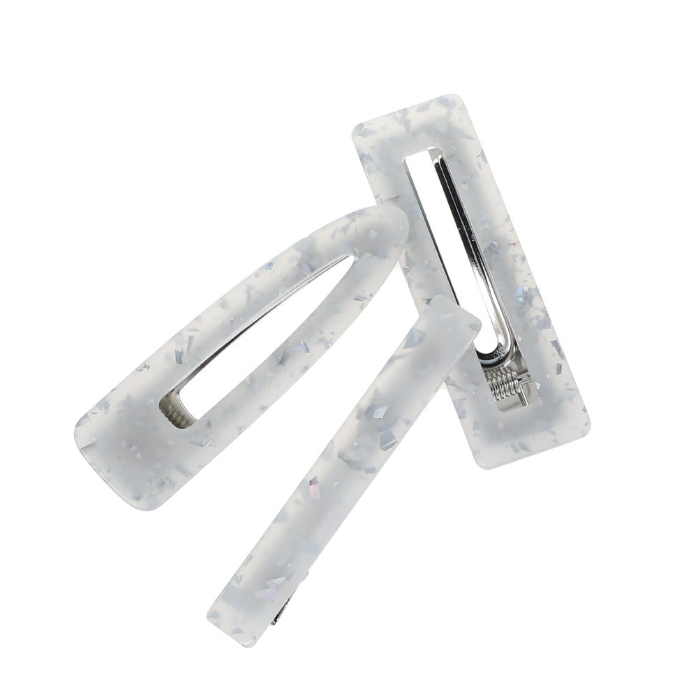 BASICARE HAIR CLIP, SILVER MARBLE, 3 PACK