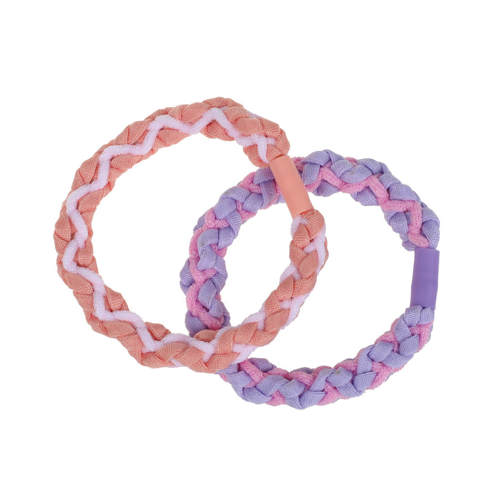 BASICARE BRAIDED ELASTIC, PASTEL STRIPE 2PK