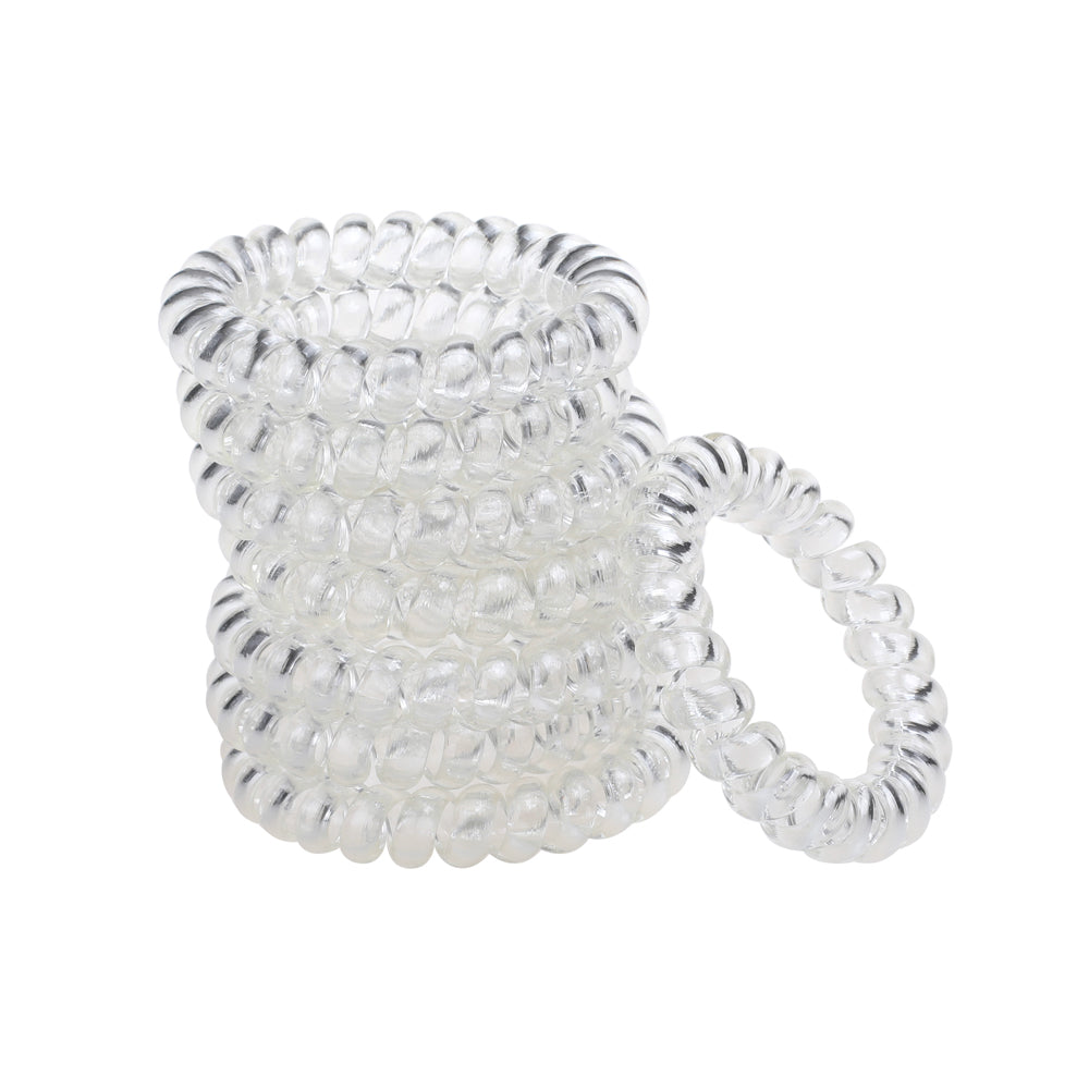 BASICARE SPIRAL HAIR TIES, CLEAR, 8PK