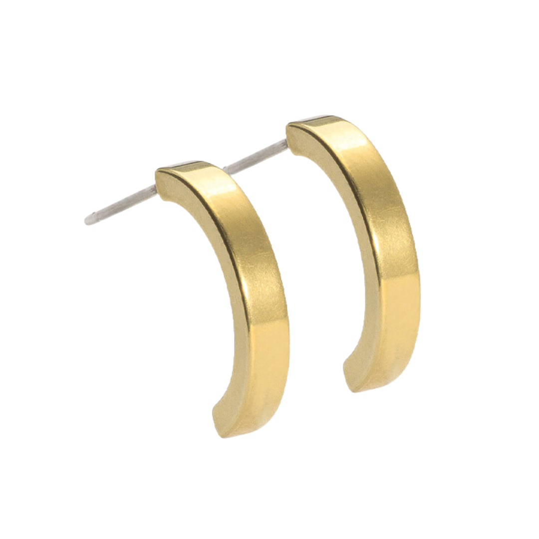 Blomdahl Earrings Gold Plain Curved Earrings - 15mm