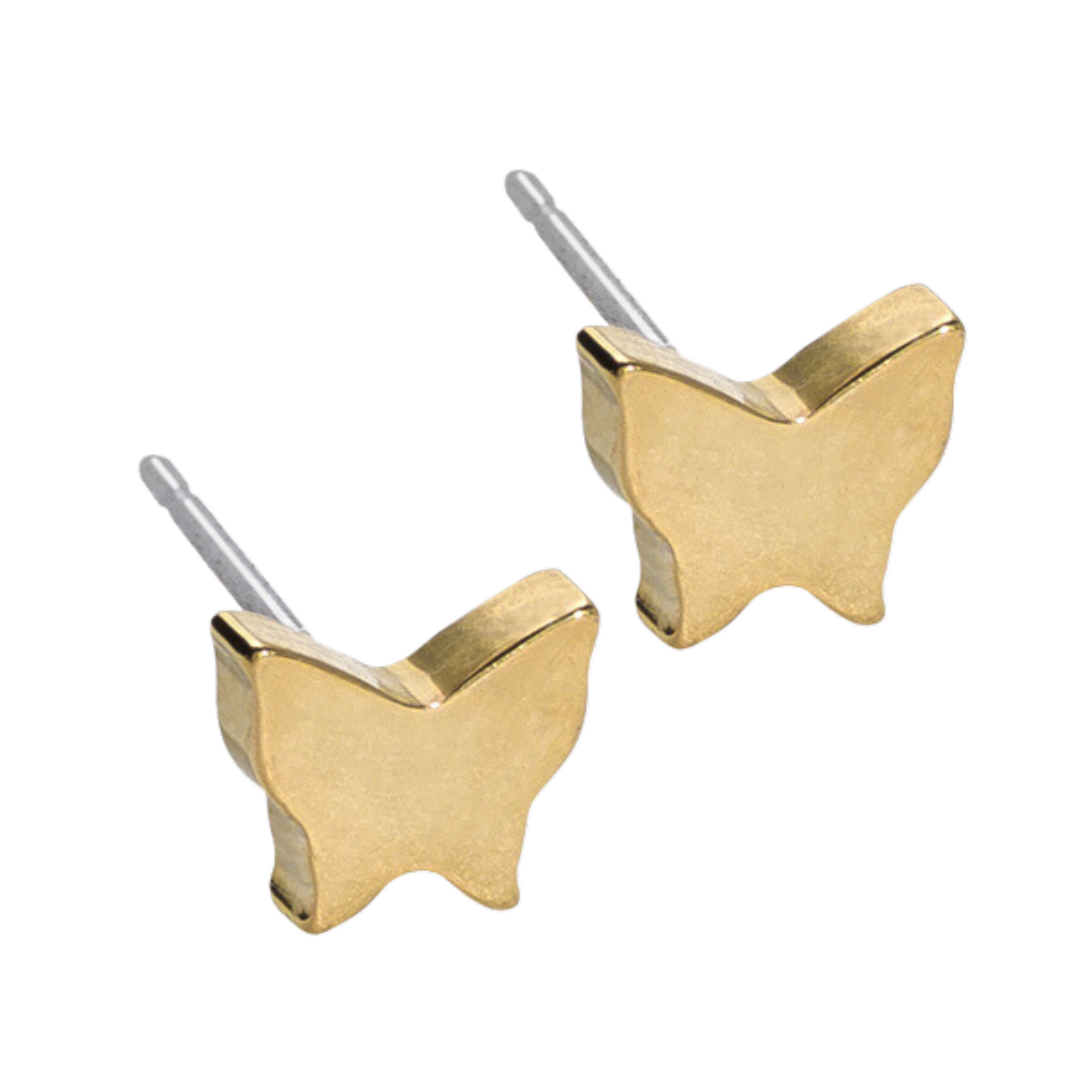 Blomdahl Earrings Gold Titanium Butterfly Stud Earrings - 8mm
