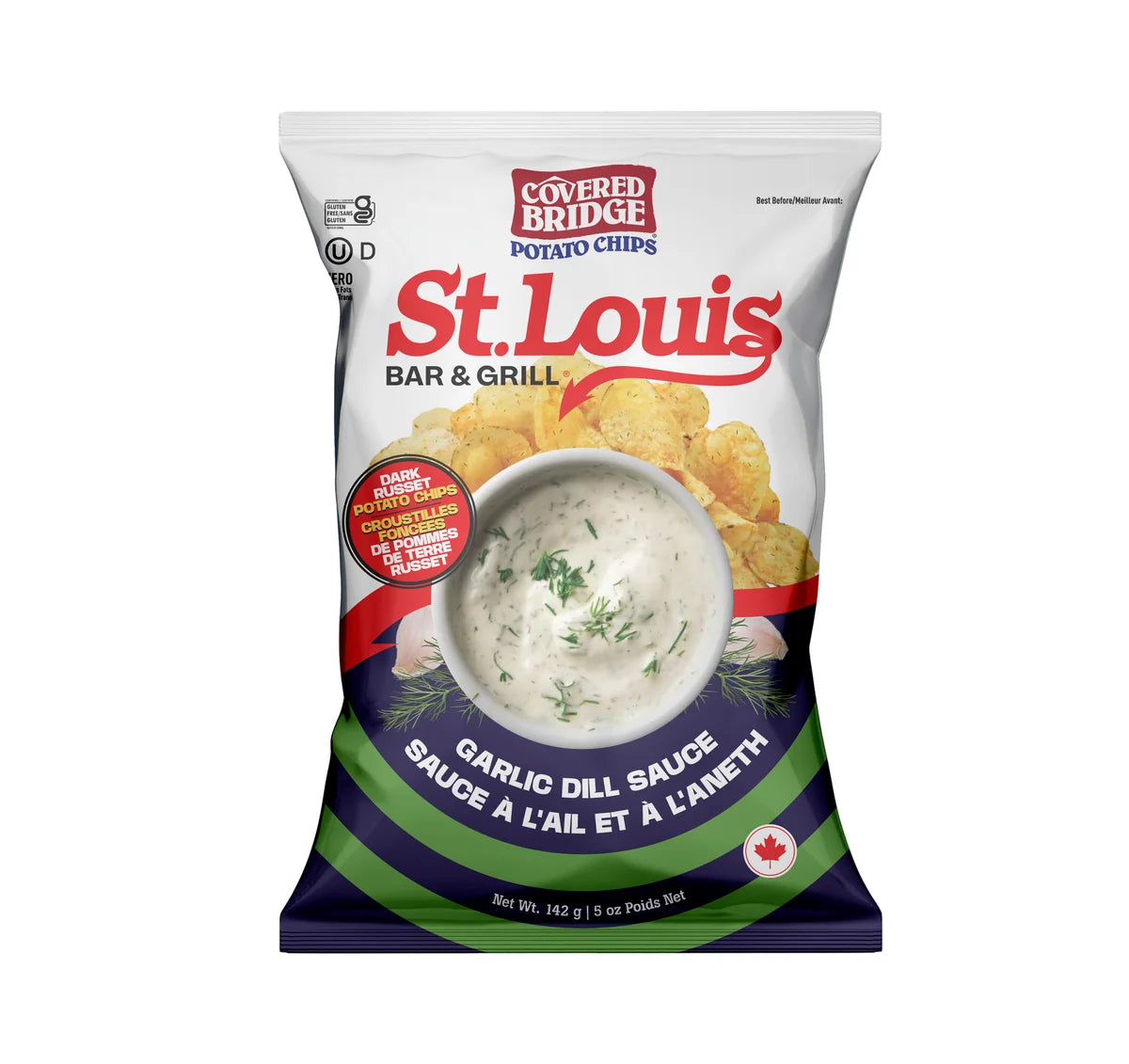 Covered Bridge Potato Chips - St. Louis Garlic Dill Sauce - 12 x 142g