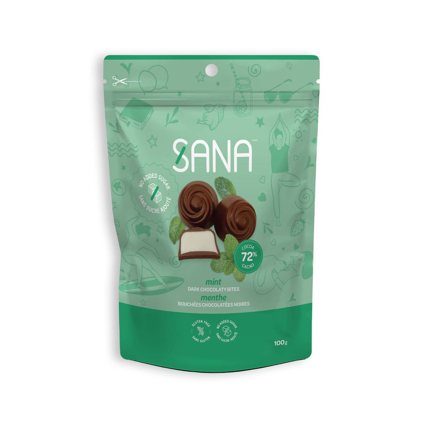 Sana Sweet Life Sana Bites 6x100G Flavour: Dark Chocolaty Mint
Container Size: 100 g Case of 6