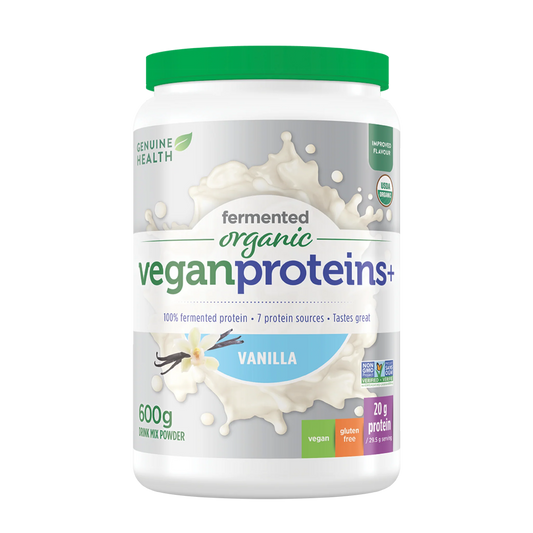 Genuin Health   fermented organic vegan proteins+ vanilla 20 servings