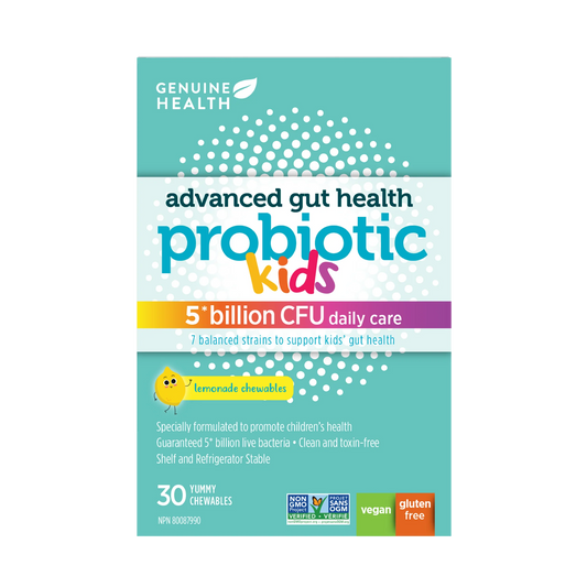 Genuin Health   advanced gut health probiotic for kids lemonade 5 billion, 30 chewables
