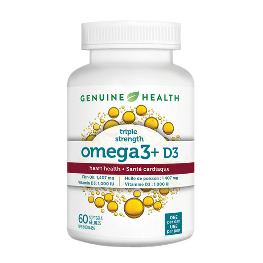 Genuin Health   omega3+ triple strength + D3, 60 capsules (New Master Case Size)