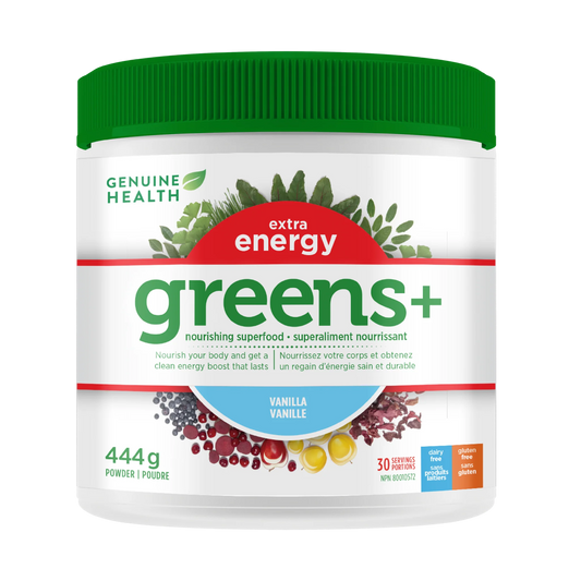 Genuin Health   greens+ extra energy vanilla, 30 servings