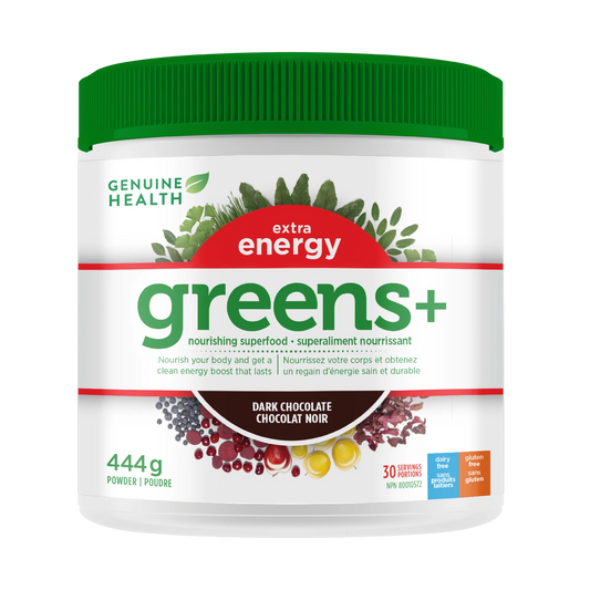 Genuin Health   greens+ extra energy dark chocolate, 30 servings