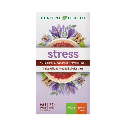 Genuin Health   stress - saffron, ashwagandha and passionflower, 60 capsules