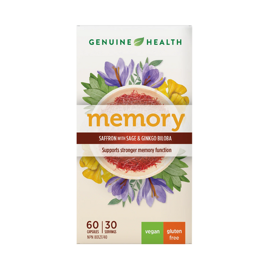 Genuin Health   memory - saffron, sage and ginkgo biloba, 60 capsules