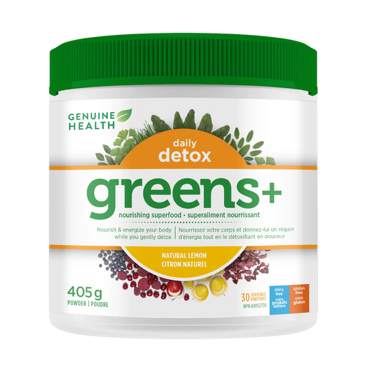 Genuin Health   greens+ daily detox natural lemon, 30 servings