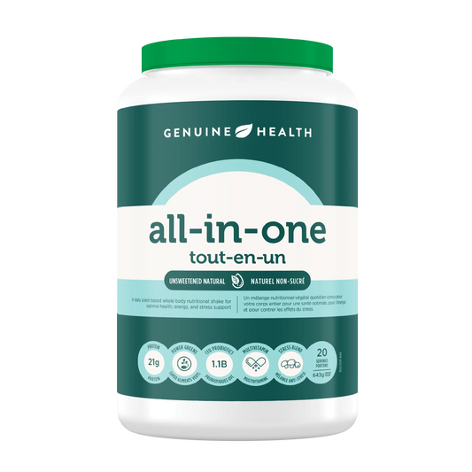 Genuin Health   all-in-one, unsweetened natural, stevia free, 20 servings