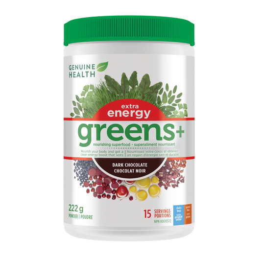 Genuin Health   greens+ extra energy dark chocolate, 15 servings