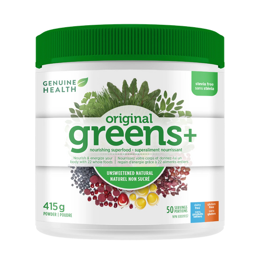 Genuin Health   greens+ original unsweetened & natural, stevia free, 50 servings
