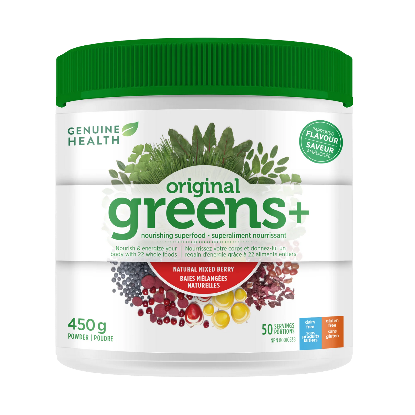 Genuin Health   greens+ original mixed berry 50 servings