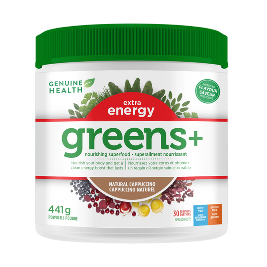 Genuin Health   greens+ extra energy cappuccino, 30 servings