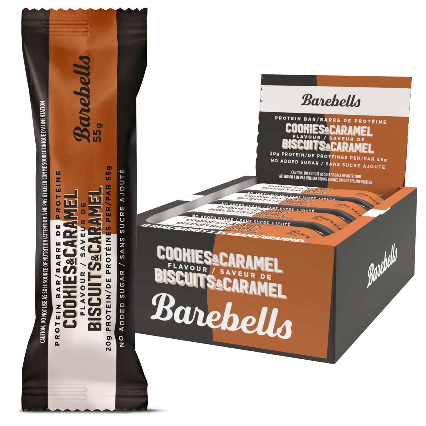 BAREBELLS BAREBELLS PROTEIN BAR COOKIES & CARAMEL 55g -12/box